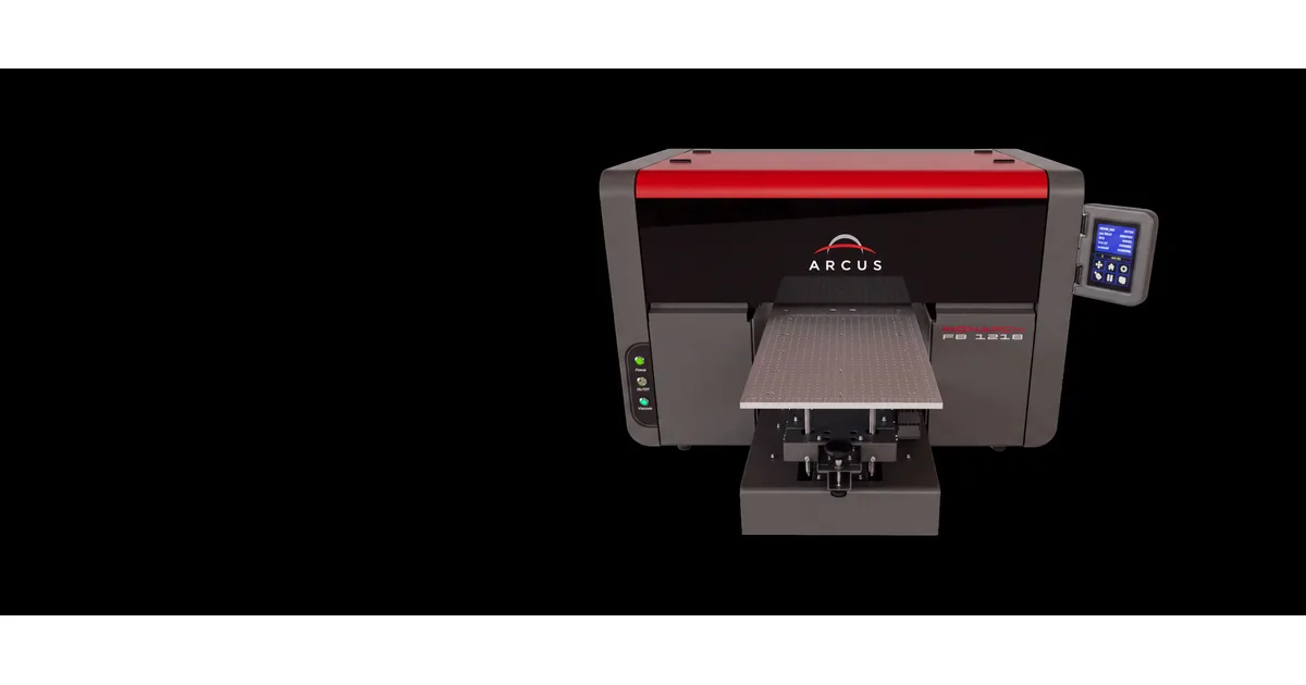 Arcus Monarch FB1218 UV flatbed printer system with rotary attachment