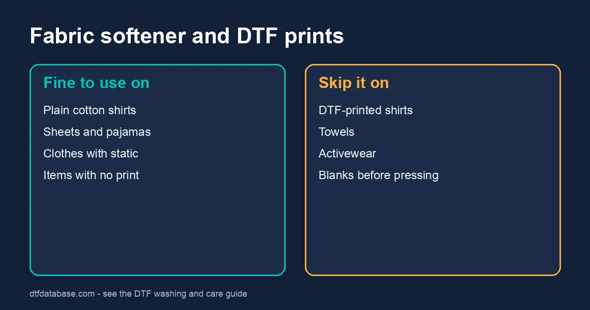 Fabric softener: when to use it on plain shirts and when to skip it on DTF prints, towels and activewear